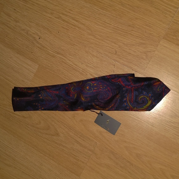 Polo By Ralph Lauren Paisley Swirl Silk Neck Tie Hand Made in Italy New